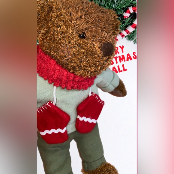 Hallmark teddy bear mittens blush bear 12’’ inch Christmas holiday .pre owned - Picture 4 of 16